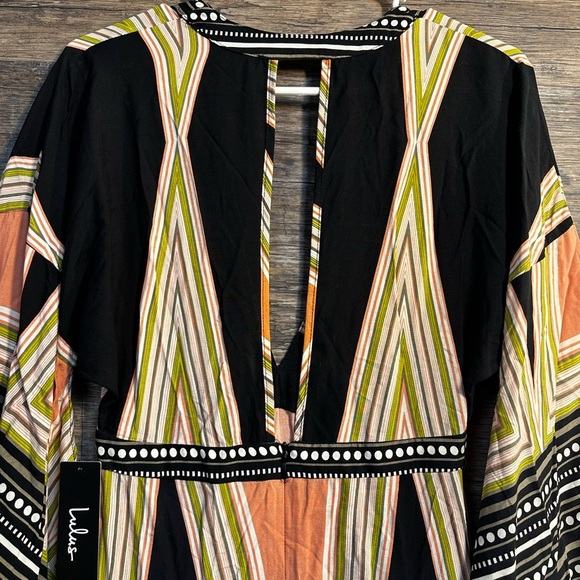 Lulu's Black and Orange Plunge Maxi Sundress Size XS - Picture 3 of 10
